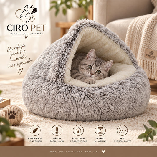CiroPet CozyNest™ – Cama 2 en 1 para Gatos y Perros Pequeños